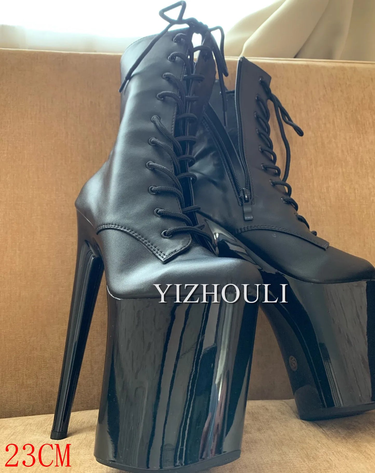 Fashion sexy knight women 8 inch high heels open toe khaki 15-20cm model pole dancing ankle boots