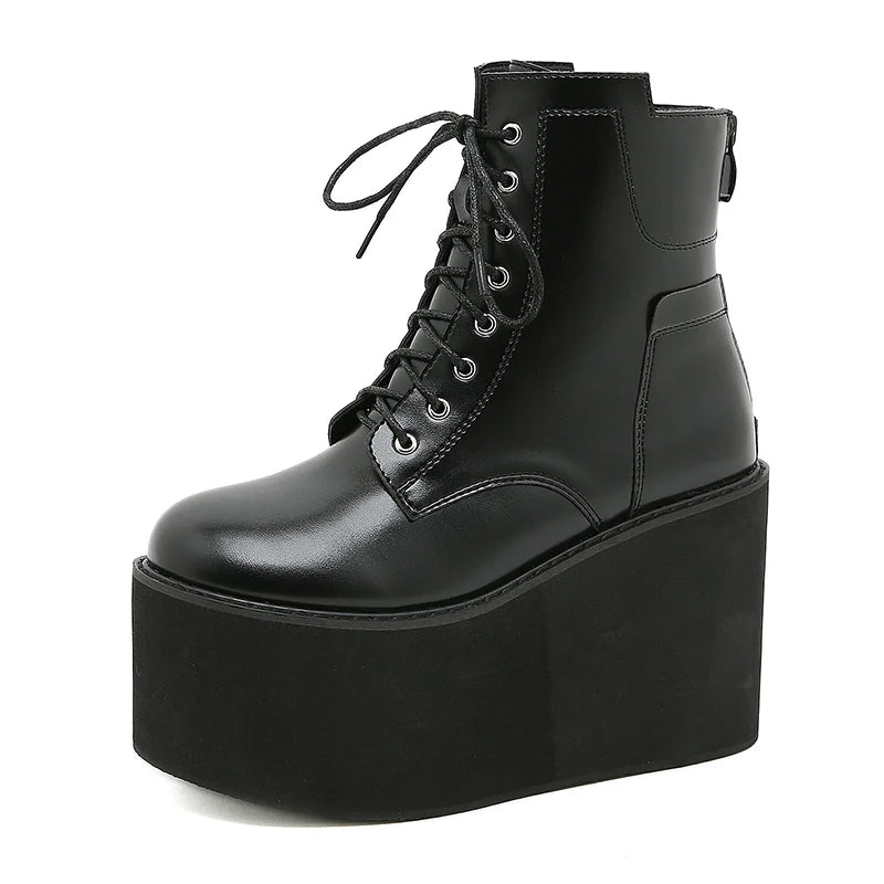 Gdgydh Big Size 43 Platform High Heels Cosplay Fashionable Autumn Ankle Boots Platform Women Wedges Heel  Model Catwalk Shoes