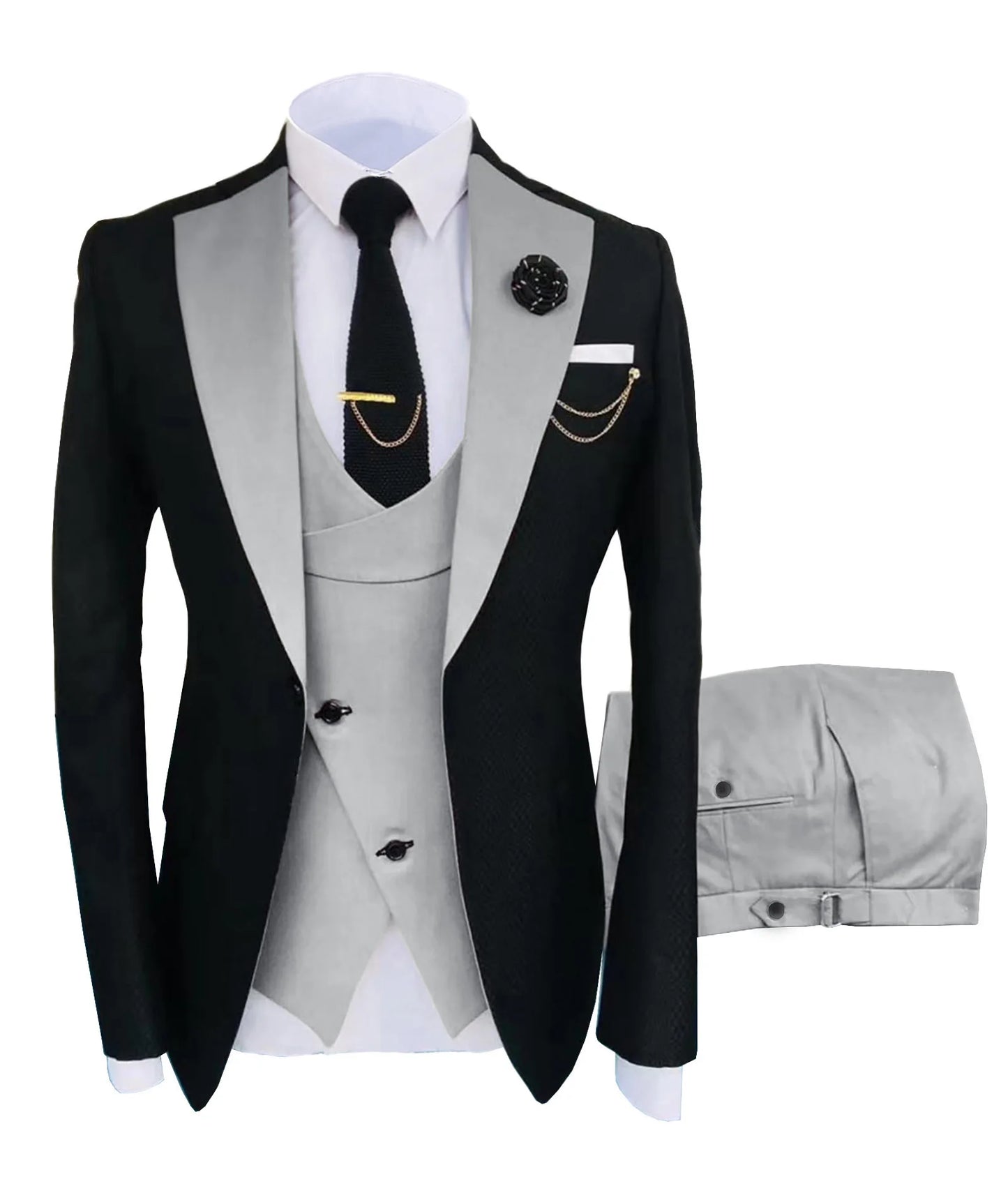 New Costume Homme Popular Clothing Luxury Party Stage Men's Suit Groomsmen Regular Fit Tuxedo 3 Peice Set Jacket+Trousers+Vest