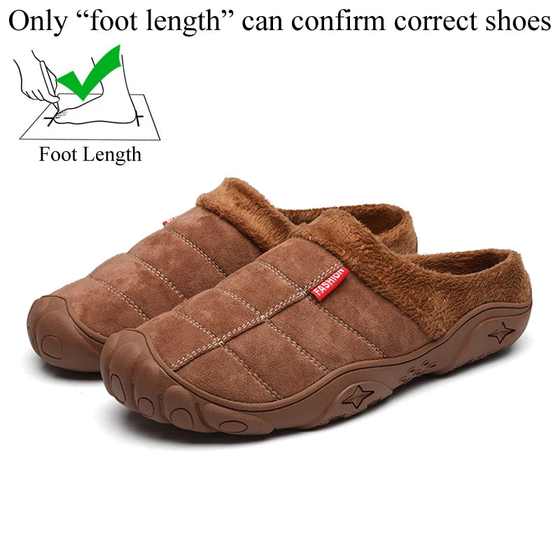 Winter Men Plus Size Leisure Indoor Plush Slippers Home Cotton Shoes Warm House Shoes Room Unisex Pantofole Peluche Invernali 48