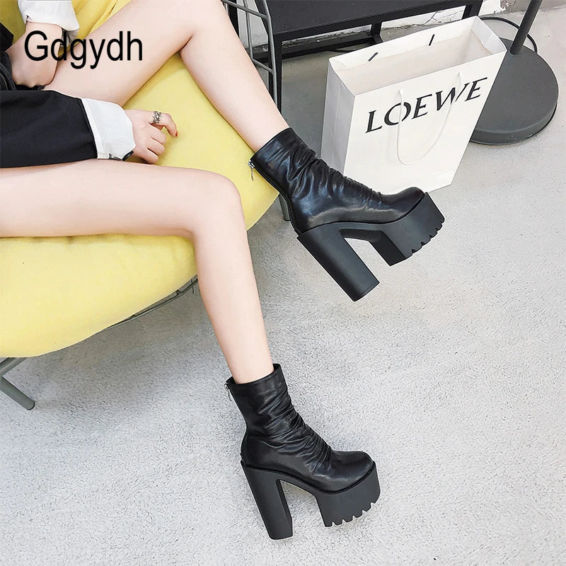 Platform Gothic Ankle Boots | Women's High Heel Short Boots