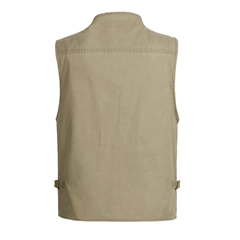 Plus Size 6XL 7XL Male Casual Summer Cotton Denim Vest Men's Sleeveless Jacket Multi Pocket Photograph Waistcoat Chaleco Hombre