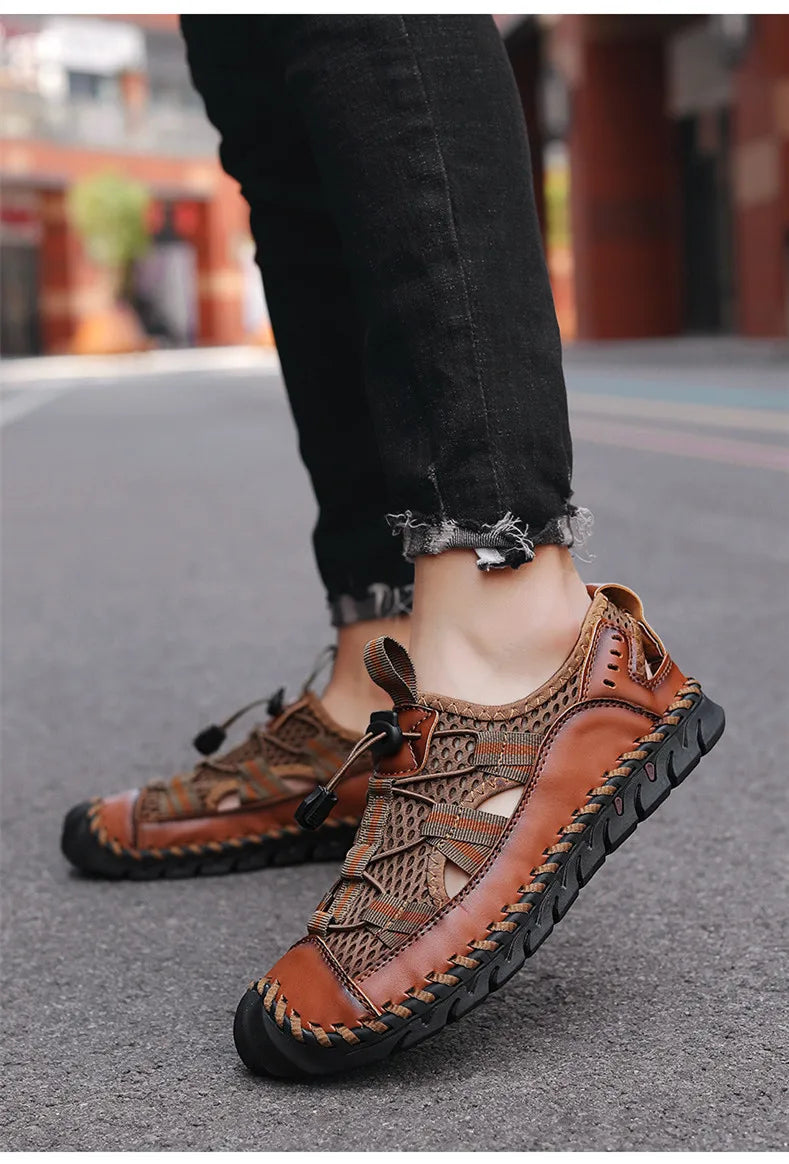 Hot Sale Summer Men's Sandals Outdoor Non-slip Men's Beach Sandals Handmade Genuine Leather Men's Shoes Fashion Men Sneakers
