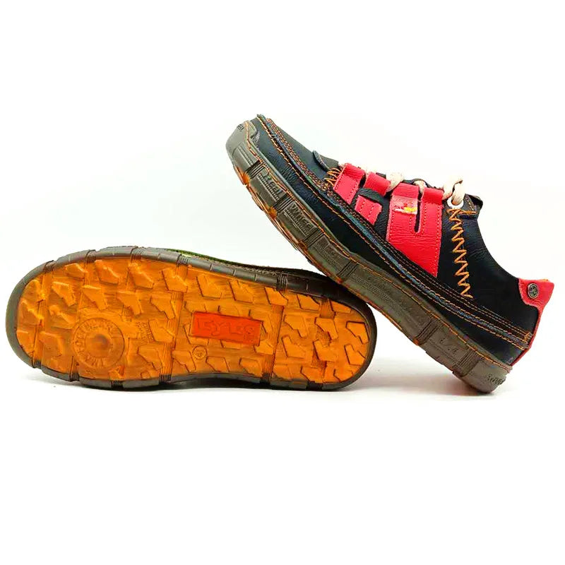 French Men's Cowhide Upper Running Shoes Pu Sole Hand-Stitched Sneakers