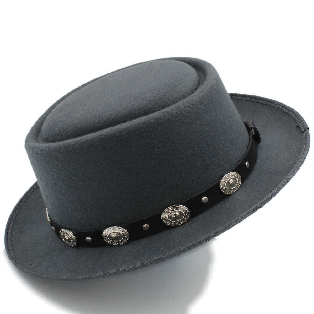 Men Women Pork Pie Hats Fedora Caps Trilby Sunhat Classical Retro Jazz Party Outdoor Travel Street Style Size US 7 1/4 UK L