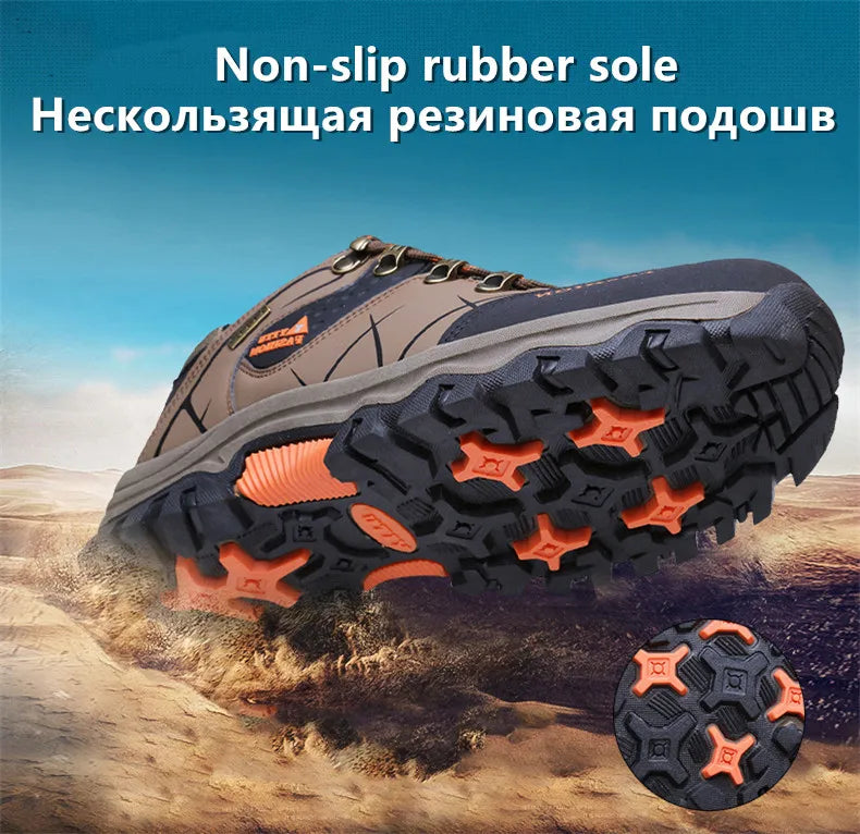 Brand New Spring Autumn Men Work Casual Shoes Men Outdoors Leather Round Toe Sneakers Men Climbing Hiking Shoes Big Size 39-47