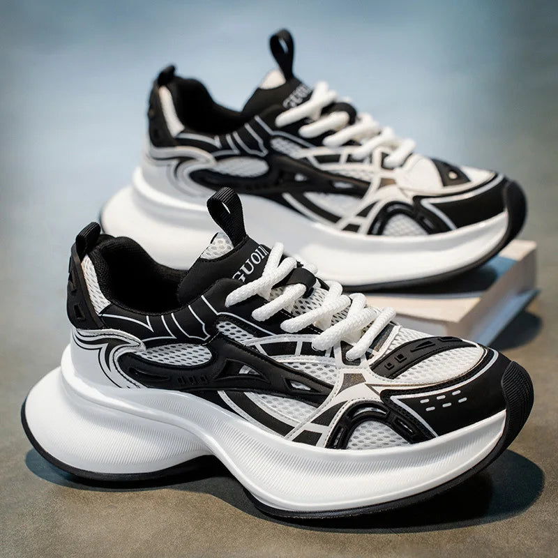 Breathable Cowhide Mesh Lace-Up Elevated High-End Comfortable Lightweight Anti-Slip Anti-Odor Sports Running Shoes Fashionable