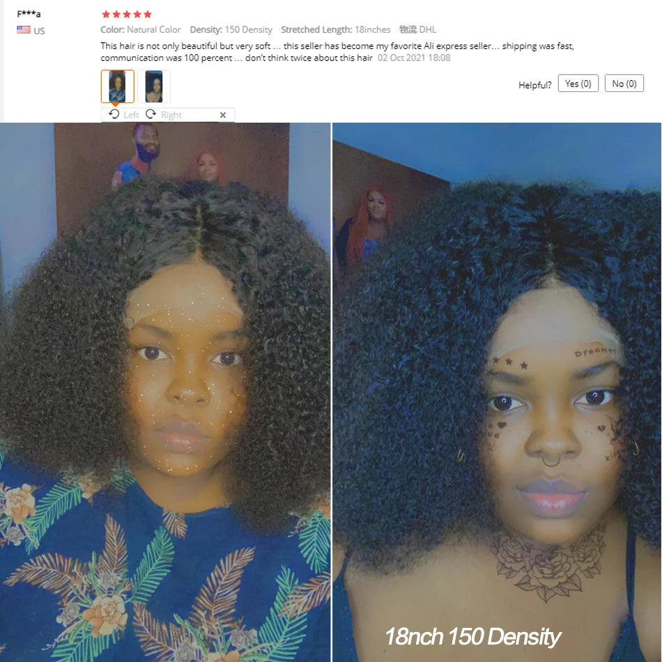 Afro kinky Curly Wig Human Hair 13x6 Lace Frontal Wig Deep Part Transparent Lace Front Wig 200 Density Brazilian Xcsunny