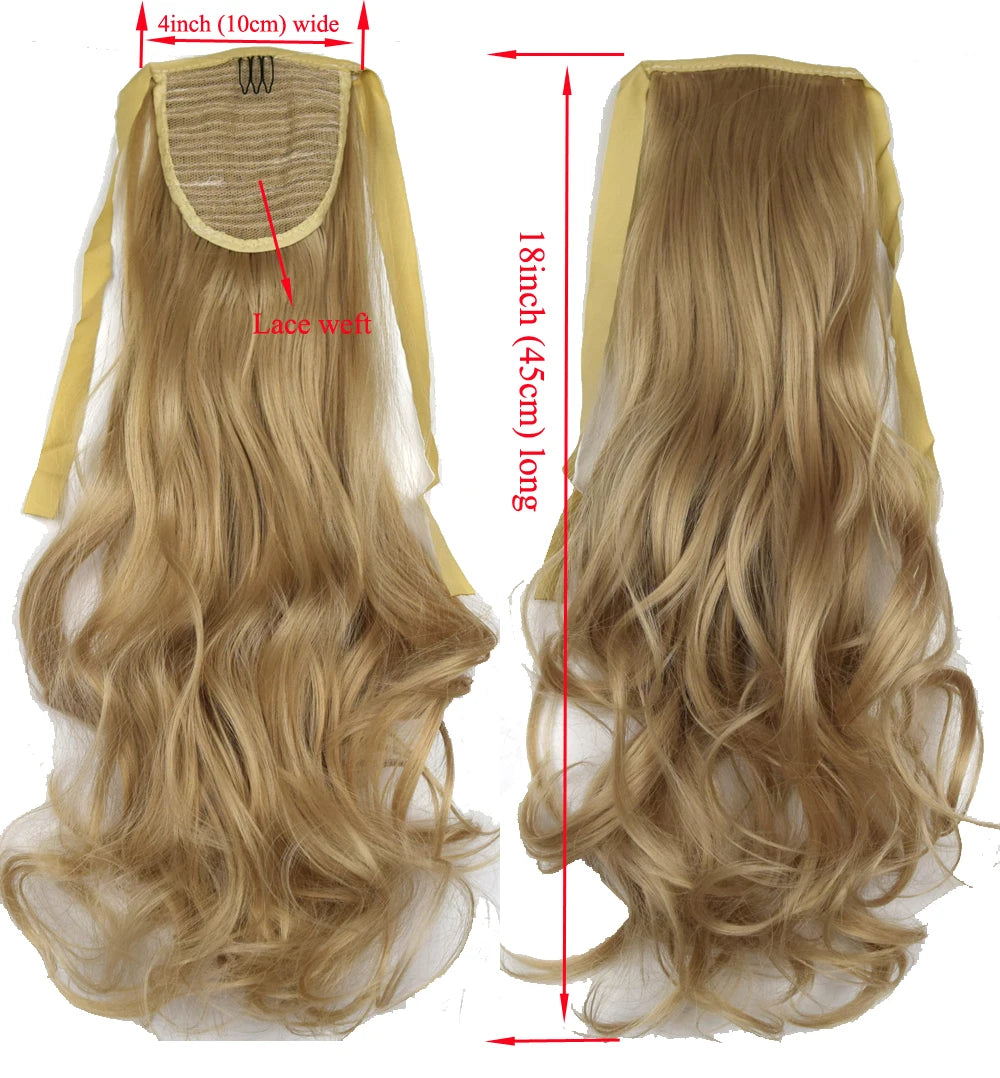 TOPREETY  Synthetic Hair Fiber Heat Resistant Wavy Ribbon Clip in Ponytail Extensions 1008