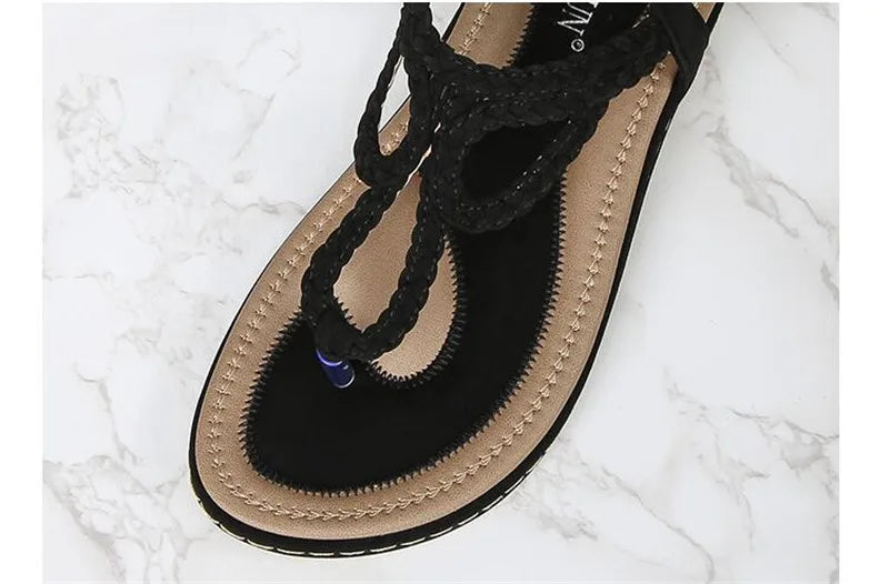 BEYARNE Women Sandals Flip Flops Summer Flat Shoes Woman Bohemian Sandals Ladies Vacation Beach Sandales Femme