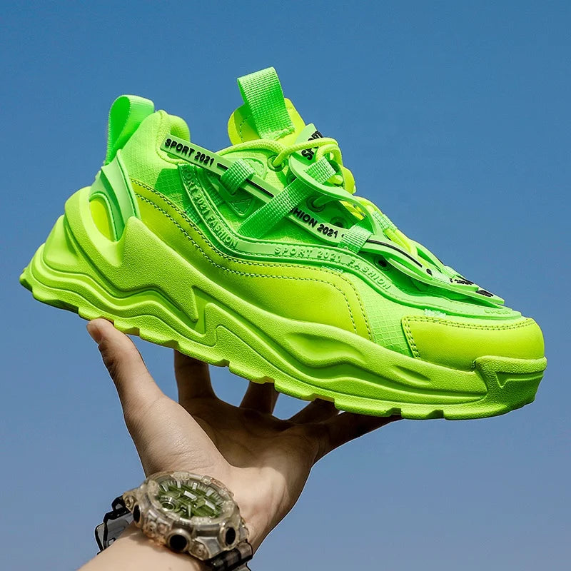 Fashion Men & Women Casual Platform White Breathable Mesh Anti-Slip Sneakers Running Shoes Autumn Winter Trend