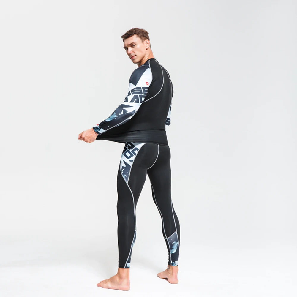 Men's Sports Suit MMA rashgard male Quick drying Sportswear Compression Clothing Fitness Training kit Thermal Underwear leggings