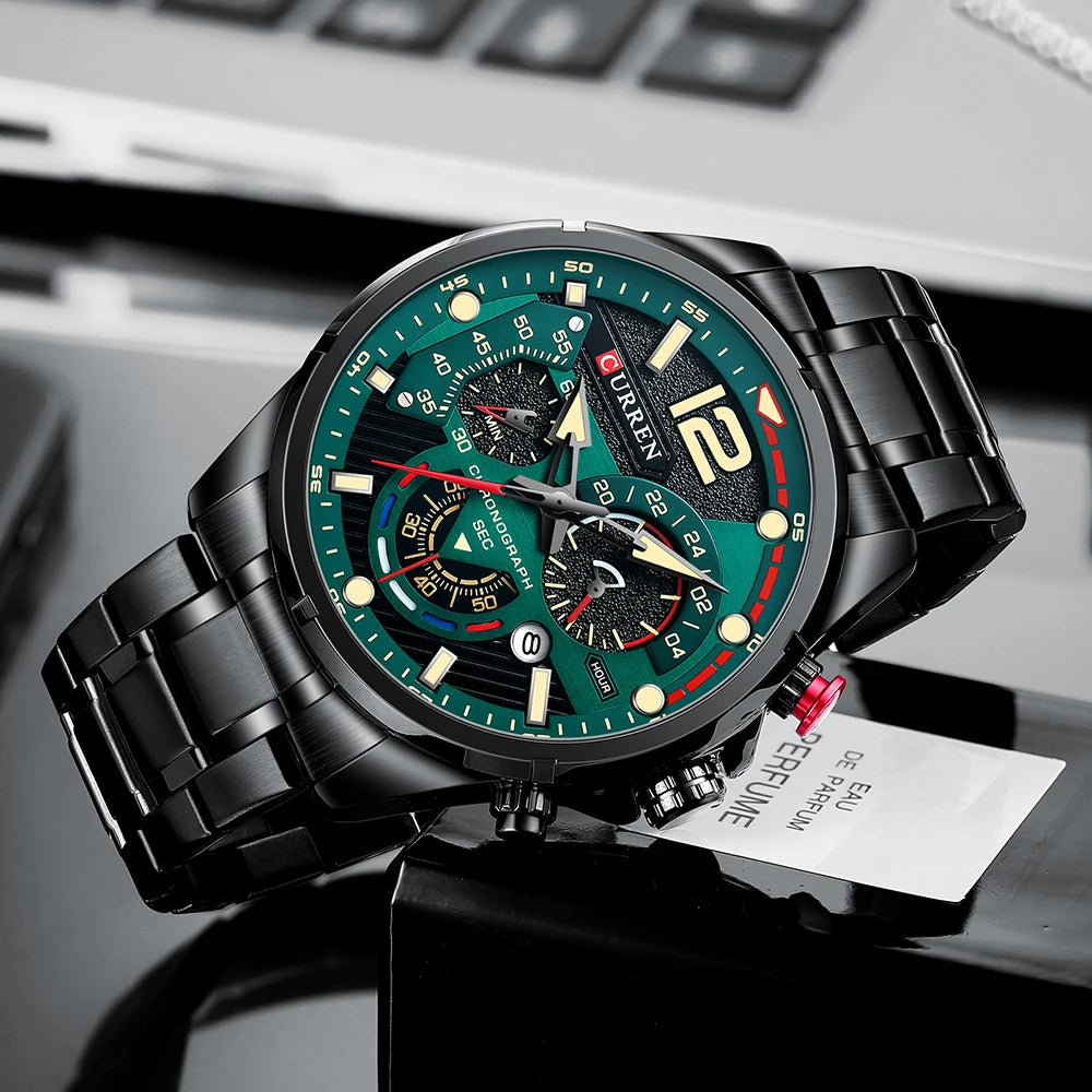 CURREN Luxury Brand Sport Wristwatches for Man Luminous Quartz Watches Casual Chronograph Stainless Steel Male Clock