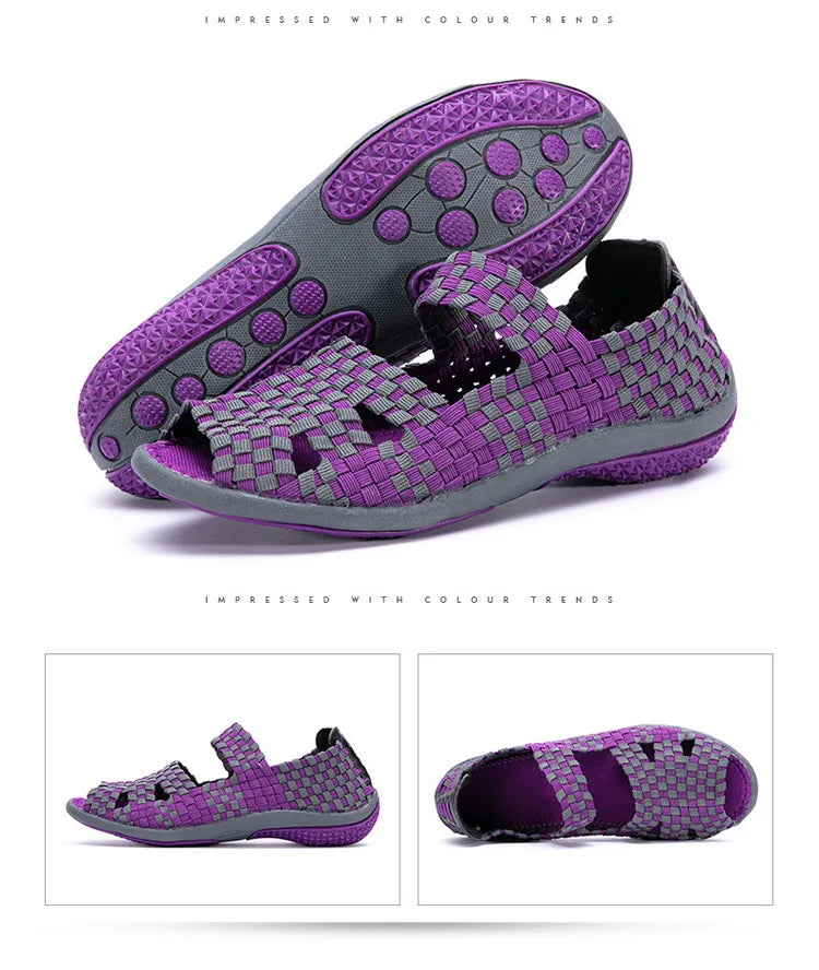 Women Flats Woven Shoes Breathable Summer Sneakers Female Casual Shoes For Walking Comfort Women Tenis Non-slip Zapatos Mujer