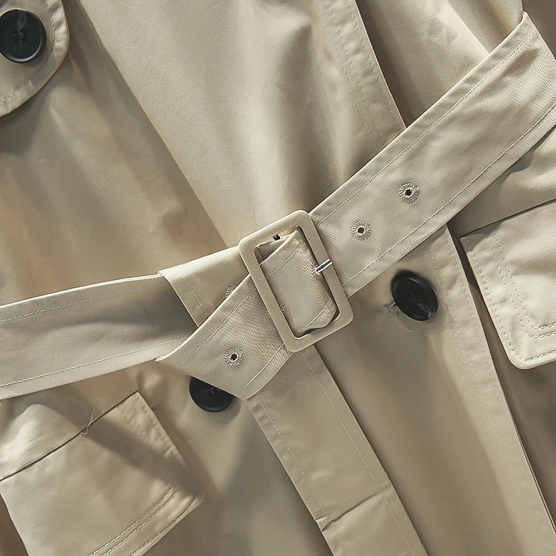 UK Brand new Fashion 2024 Fall /Autumn Casual Double breasted Simple Classic Long Trench coat with belt Chic Female windbreaker