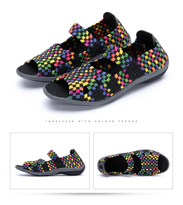 Women Flats Woven Shoes Breathable Summer Sneakers Female Casual Shoes For Walking Comfort Women Tenis Non-slip Zapatos Mujer