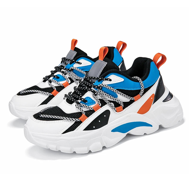 Hot Sale Zapatillas PU Thick Sole Shoes Flat Non-Slip Platform Running Shoes Casual Chunky Sneakers for Outdoor Ladies