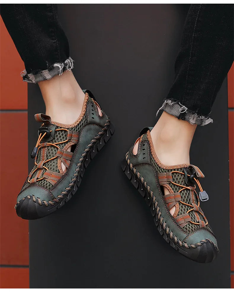 Hot Sale Summer Men's Sandals Outdoor Non-slip Men's Beach Sandals Handmade Genuine Leather Men's Shoes Fashion Men Sneakers