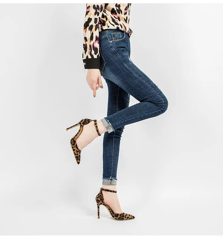 Autumn Sexy Leopard Print Women's Shoes High Heels 6-10CM Elegant Office High Heels Women's Sandals Pointed Luxury Single Shoes