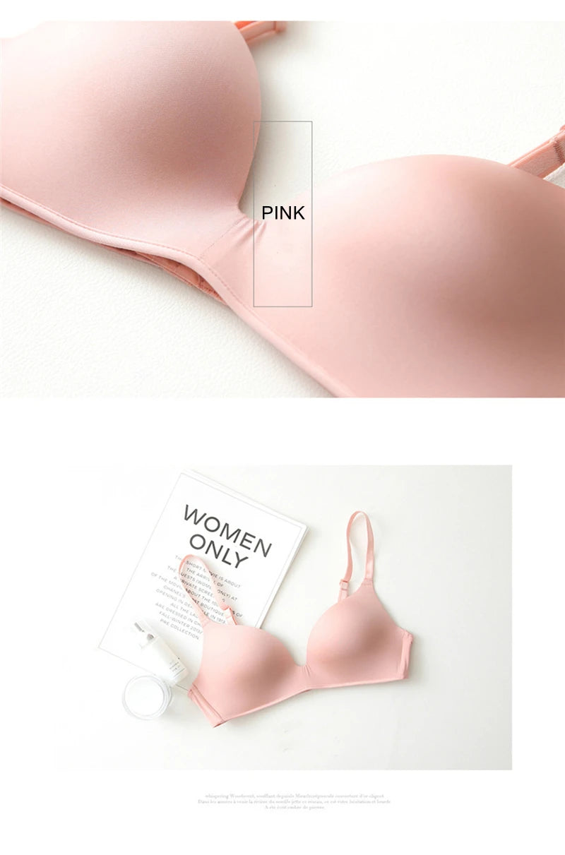 Thin Triangular Cup Bra Adjustable Shoulder Strap Gather Brassiere Wireless Anti-glare Bralette Seamless Sleeping Women Lingerie