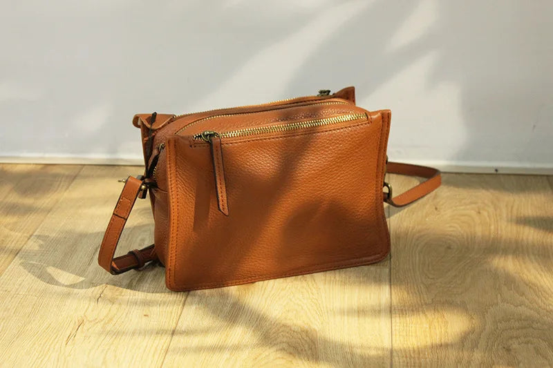 Brand Designer Handbags Small Women Bag Genuine Leather Flap Shoulder Bag Casual Three-layer zipper Ladies Crossbody Bags Female