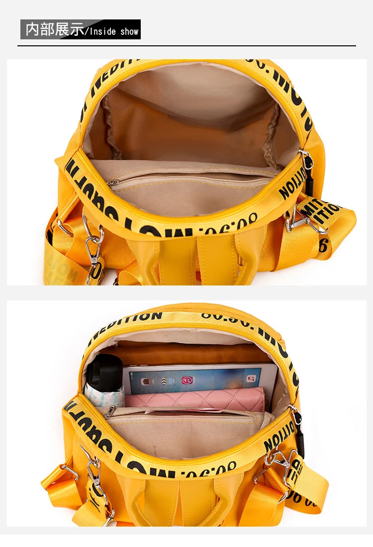 Women backpack casual letter multi-function multi pocket travel backpacks female school bag for teenage girl shoulder bags small