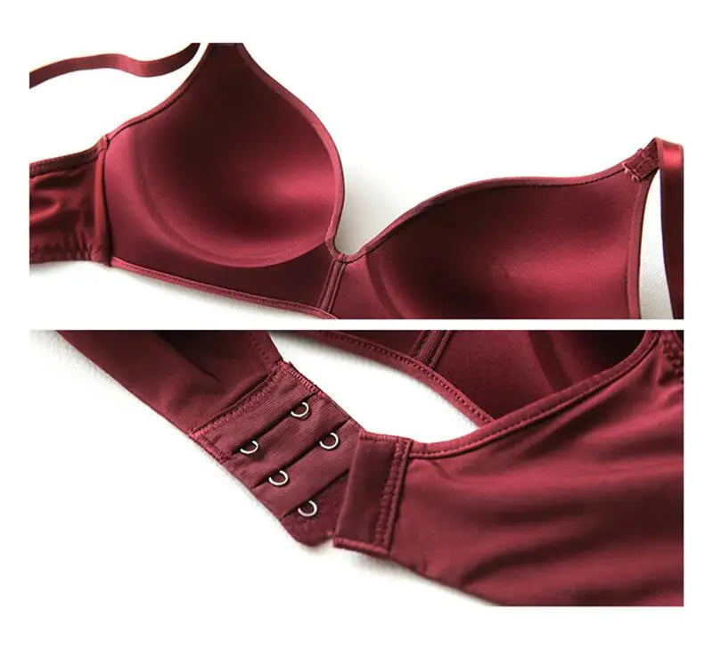 Thin Triangular Cup Bra Adjustable Shoulder Strap Gather Brassiere Wireless Anti-glare Bralette Seamless Sleeping Women Lingerie