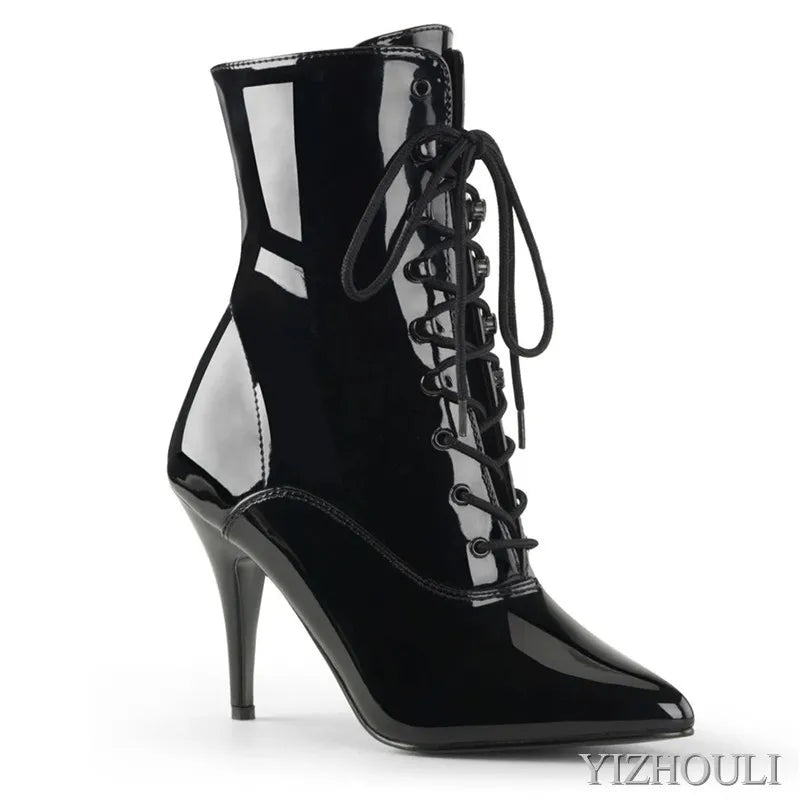 Fashion sexy knight women 8 inch high heels open toe khaki 15-20cm model pole dancing ankle boots