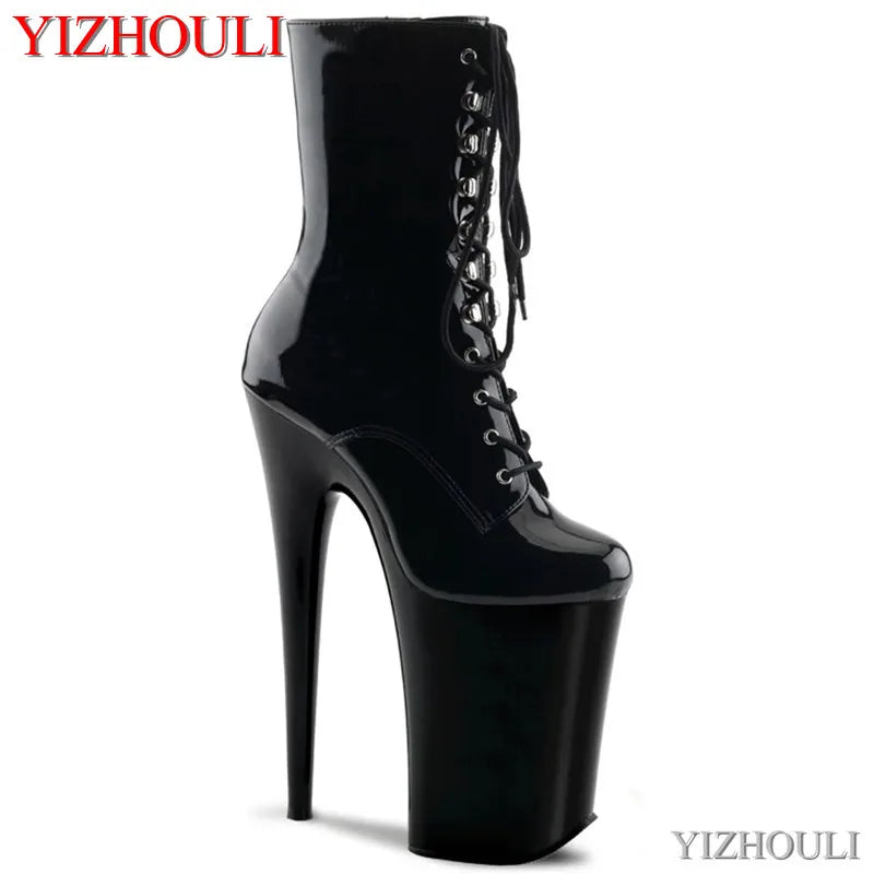 Fashion sexy knight women 8 inch high heels open toe khaki 15-20cm model pole dancing ankle boots