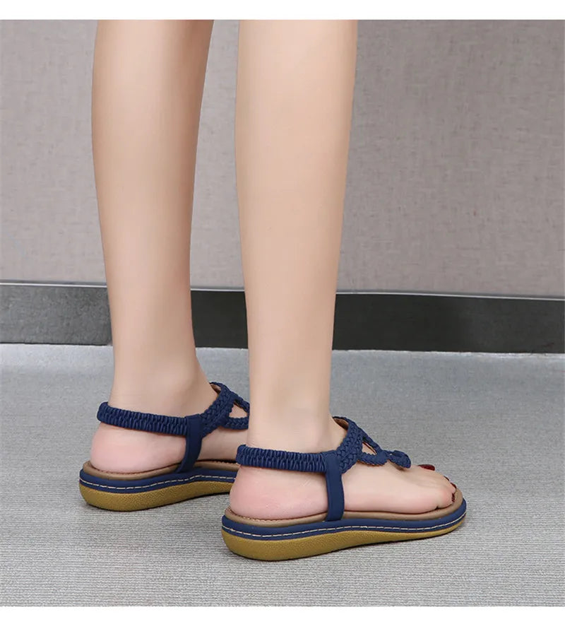 BEYARNE Women Sandals Flip Flops Summer Flat Shoes Woman Bohemian Sandals Ladies Vacation Beach Sandales Femme
