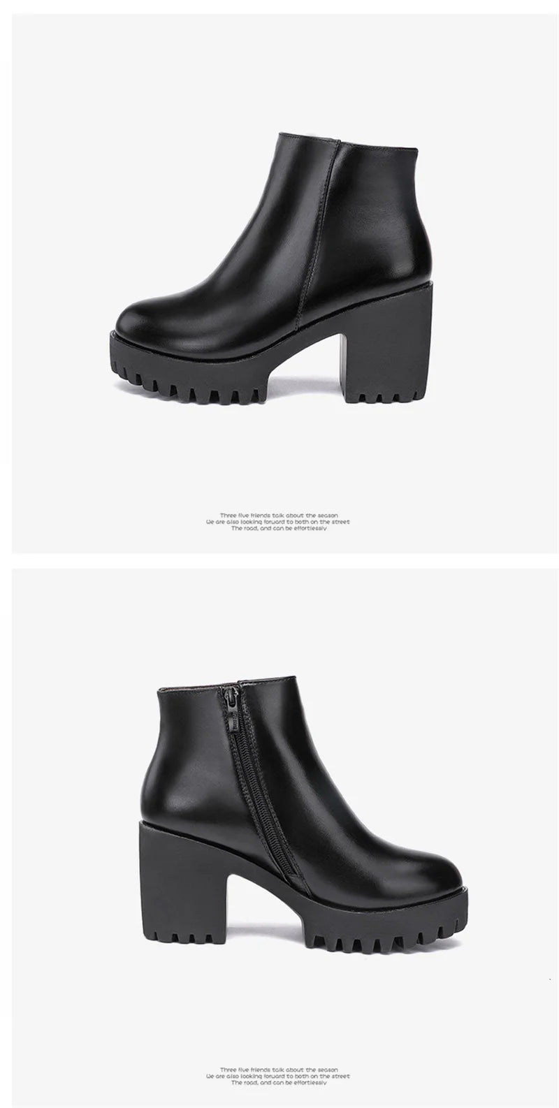 BEYARNE Small Size 32 -43 Block Heel Platform Shoes Fall Winter  OL Elegant High Heels Ankle Boots Women Warm Plush Boot