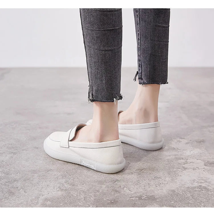 GKTINOO Shoes Women Spring 2026 New White Thick-Soled Ladies Sneakers Genuine Leather Casual Trend Girl Shoes Students Loafers