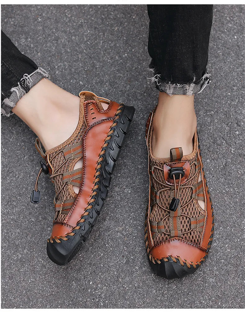 Hot Sale Summer Men's Sandals Outdoor Non-slip Men's Beach Sandals Handmade Genuine Leather Men's Shoes Fashion Men Sneakers