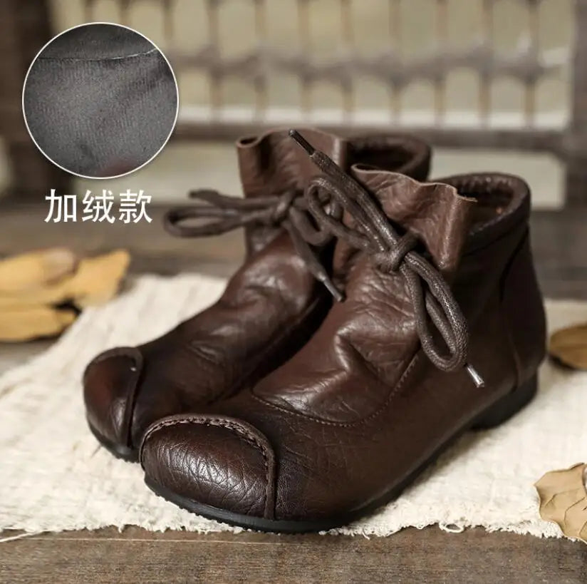 Careaymade-Genuine leather women's boots Fashion retro warm Oversized shoes cow leather Pure handmade ankle boots Casual boots