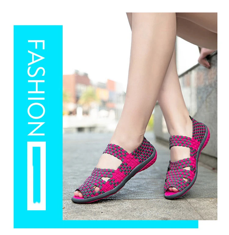 Women Flats Woven Shoes Breathable Summer Sneakers Female Casual Shoes For Walking Comfort Women Tenis Non-slip Zapatos Mujer