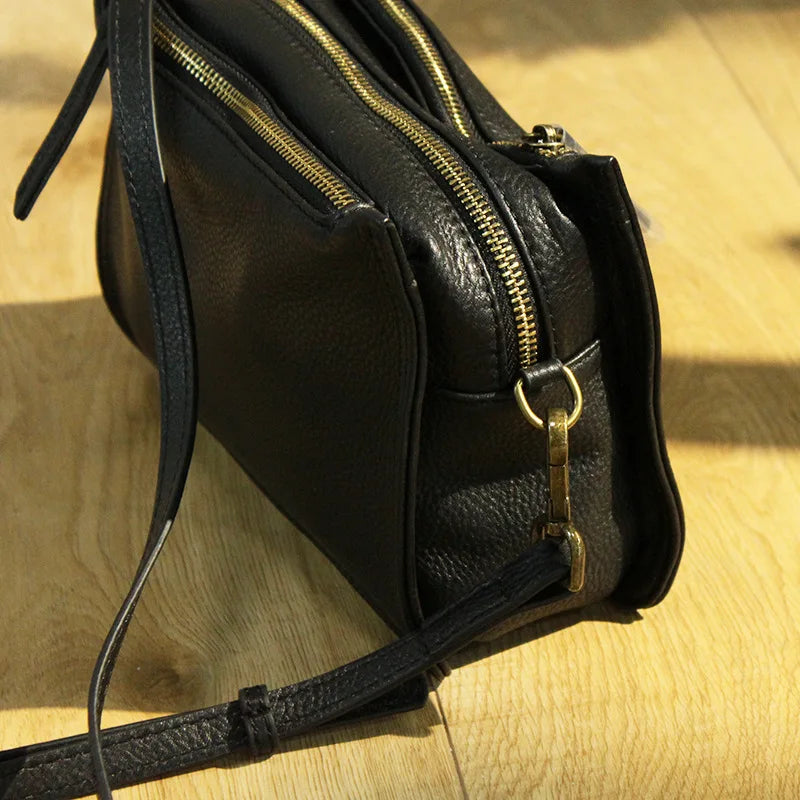 Brand Designer Handbags Small Women Bag Genuine Leather Flap Shoulder Bag Casual Three-layer zipper Ladies Crossbody Bags Female