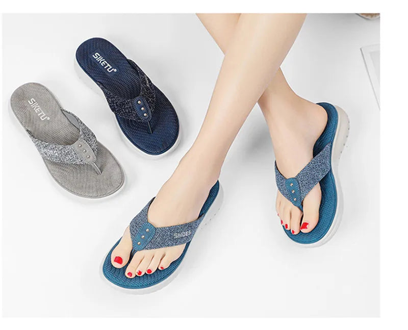 Summer Shoes Women Beach Slippers Fashion Holiday Slippers Flip Flops Thick Sole Soft Casual Ladies Footwear Big Size A3425