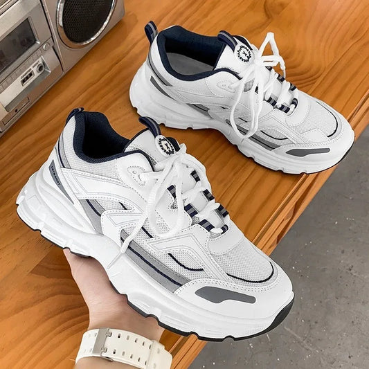 Spring New Leisure Sports Men's Shoes Versatile Elevated Board Shoes Mesh Breathable Men's Running Shoes