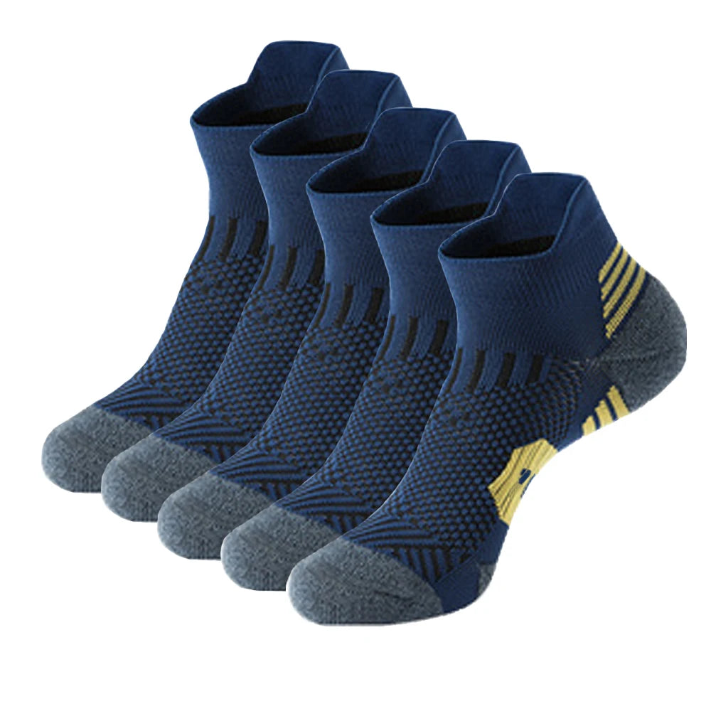 5Pairs New Spring Men's Socks AnkleThick Knit Sports Sock Outdoor Fitness Breathable Quick Dry Wear-resistant Short Running Sock