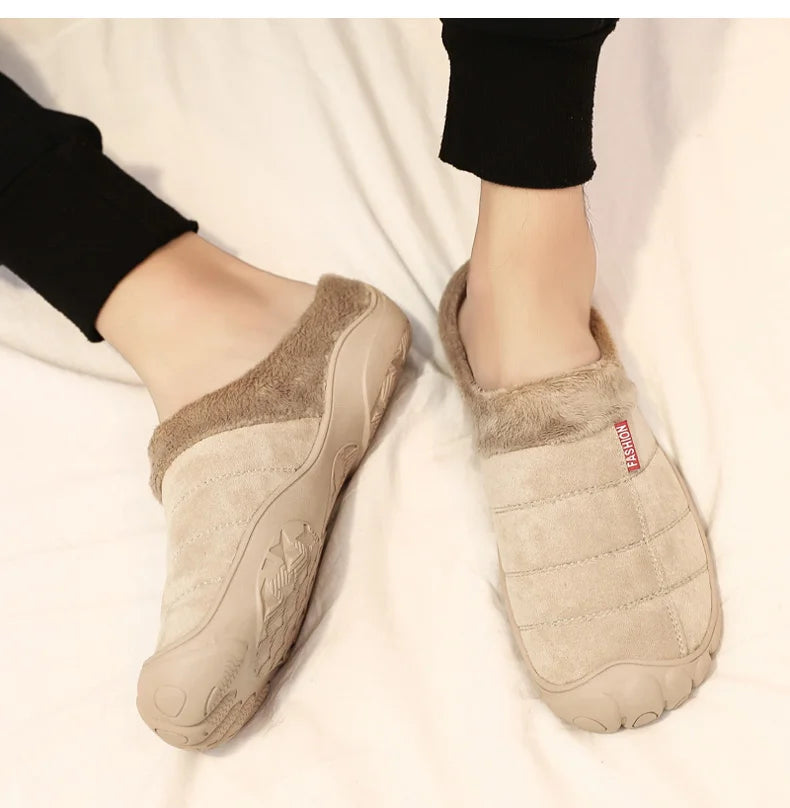 Winter Men Plus Size Leisure Indoor Plush Slippers Home Cotton Shoes Warm House Shoes Room Unisex Pantofole Peluche Invernali 48