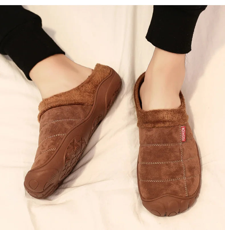 Winter Men Plus Size Leisure Indoor Plush Slippers Home Cotton Shoes Warm House Shoes Room Unisex Pantofole Peluche Invernali 48