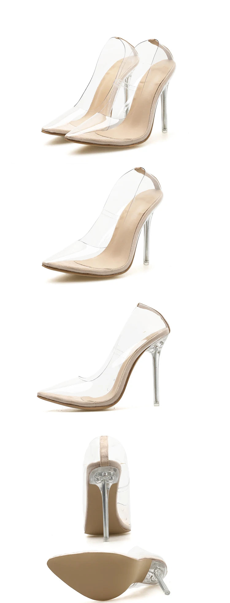 Eilyken Sexy Women Pumps Pointed Toe PVC Transparent Thin High Heels Sandals Summer Wedding Party Female Shoes