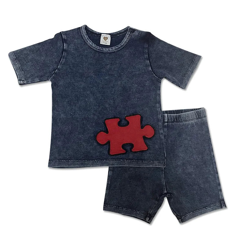 Baby boy summer fashion clothes set toddler kids shorts sets cotton denim outfit sets short sleeve t-shirt top pants casual wear
