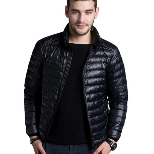 Men's Winter Warm Jackets Streetwear solid Thin Down Jacket Slim Mens Ultra Light White Duck Lightweight parka Packable Coat 5XL