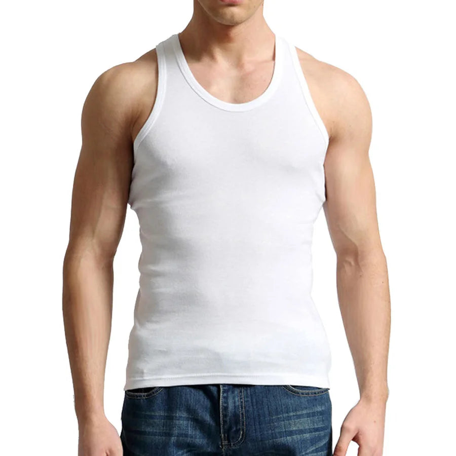 Tank Tops Men Fitness Cool Summer 100% Cotton Vest Male Sleeveless Tops Gym Slim Casual Undershirt Mens Gift 10 Colors 1PCS