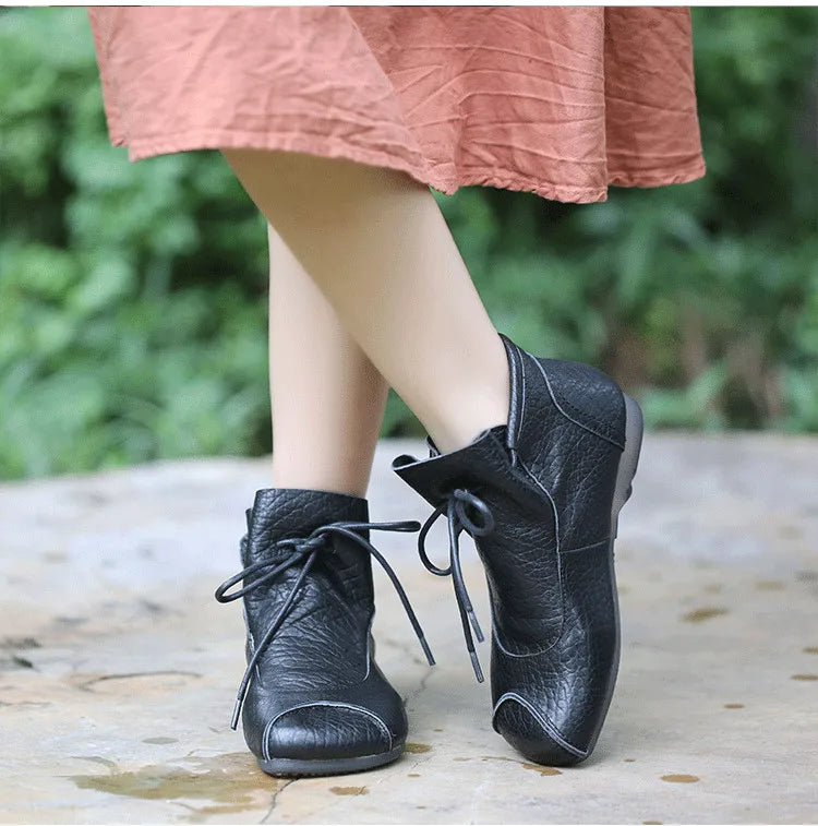 Careaymade-Genuine leather women's boots Fashion retro warm Oversized shoes cow leather Pure handmade ankle boots Casual boots
