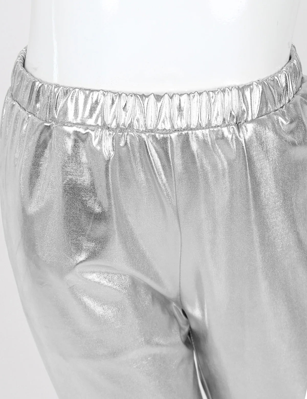 Kids Girls Fashion Party Clothes Glossy Metallic Elastic High Waist Dance Pants Hip Hop Trousers Streetwear Dancewear Sweatpant