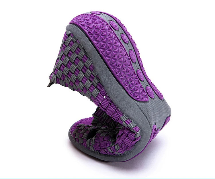Women Flats Woven Shoes Breathable Summer Sneakers Female Casual Shoes For Walking Comfort Women Tenis Non-slip Zapatos Mujer