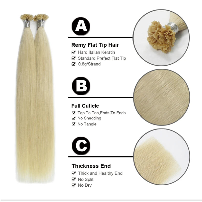 Remy Hair 1g/s 12-28 inch Real Remy Flat Tip Human Hair Extension Silky Straight Dark Brown Pre Bonded Keratin Fusion Hair