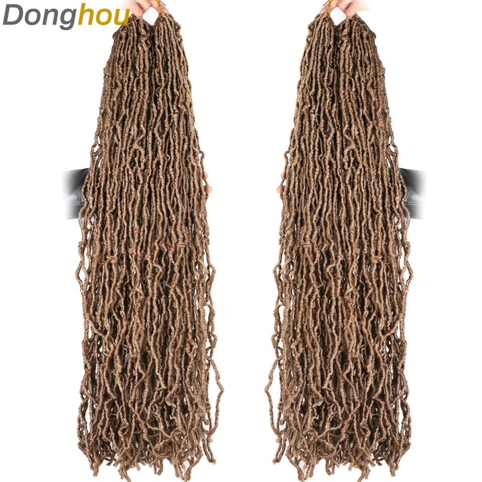 Long Goddess Faux Locks Crochet Braids Brown Blue 1B 30 350 Soft Locs Braiding Hair Synthetic Faux Locs Crochet Hair Extensions